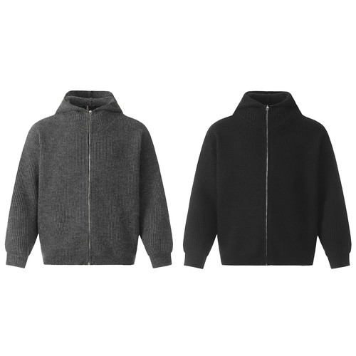 AU8OFCLUB 美式复古cleanfit连帽开衫毛衣男潮流宽松慵懒针织外套