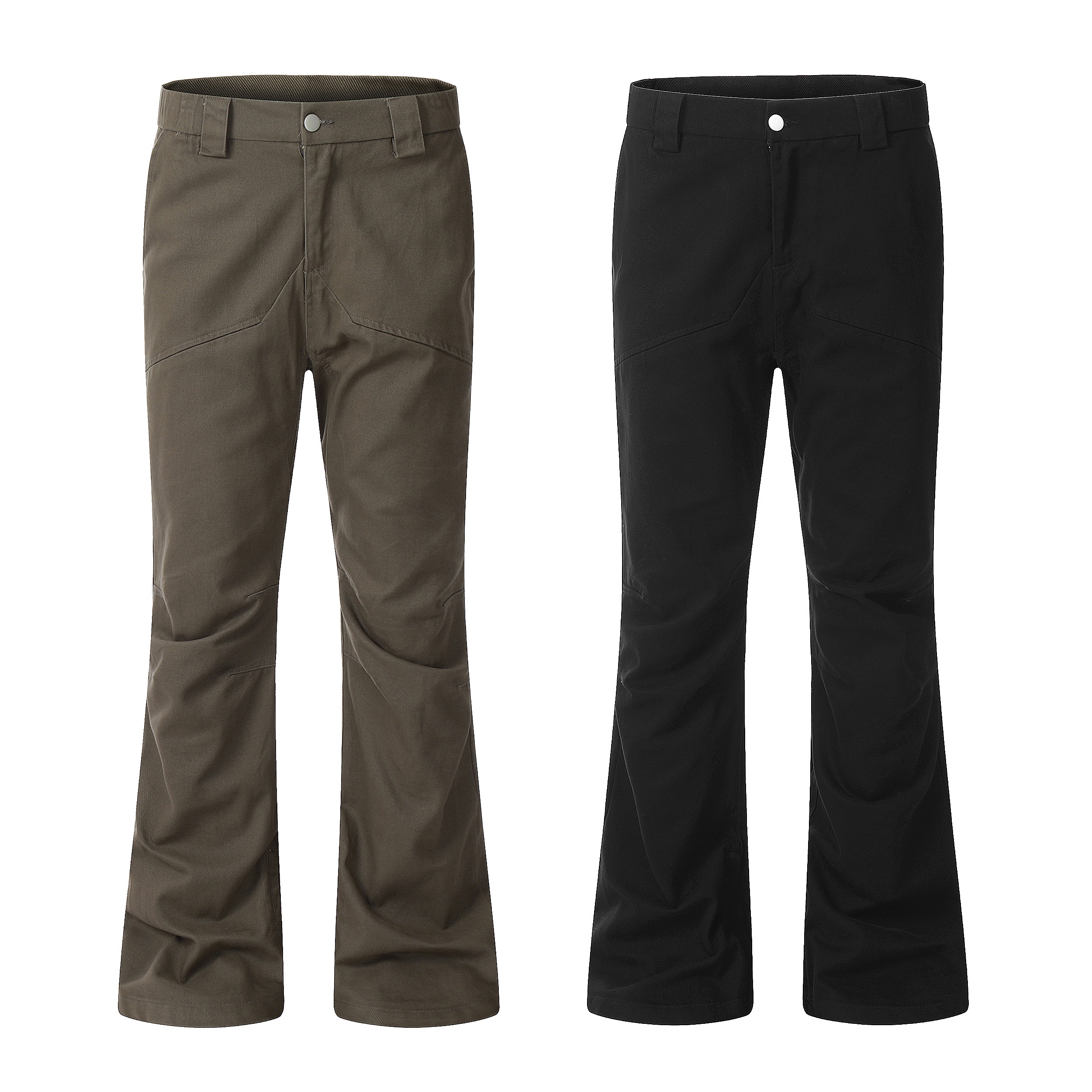 AU8OFCLUB vibe皱褶微喇叭工装裤男设计感拉链牛仔裤cleanfit裤子