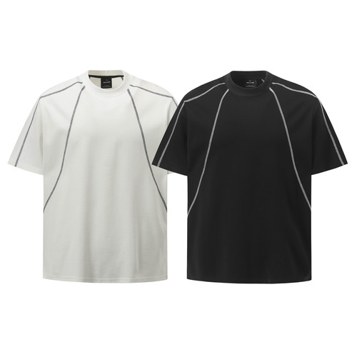 AU8OFCLUBcleanfit修身版线条黑色百搭高级感拼接T恤男女短袖上衣