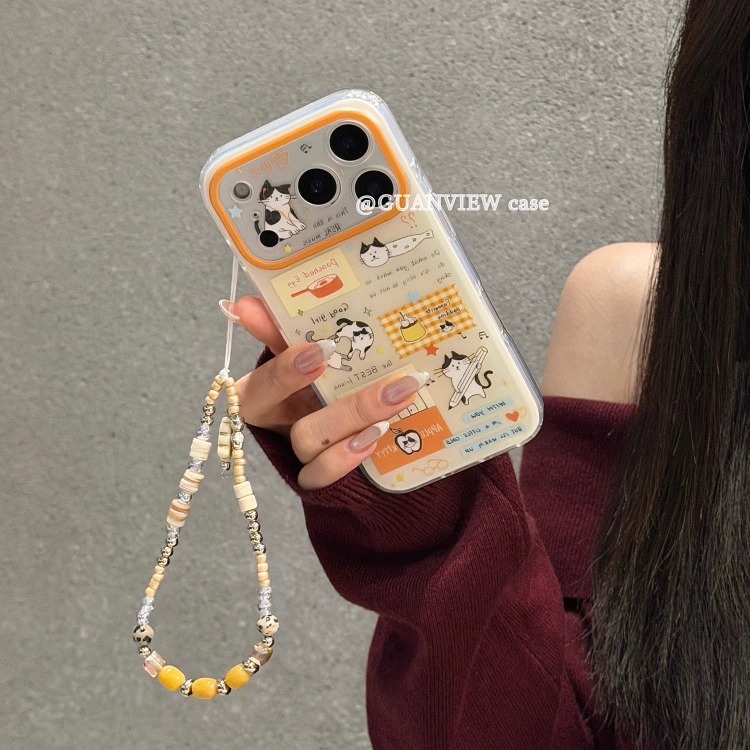 手帐风英文猫咪插画手机壳