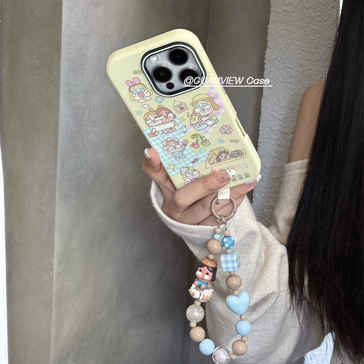 卡通皮纹野餐哭娃手提链条手机壳