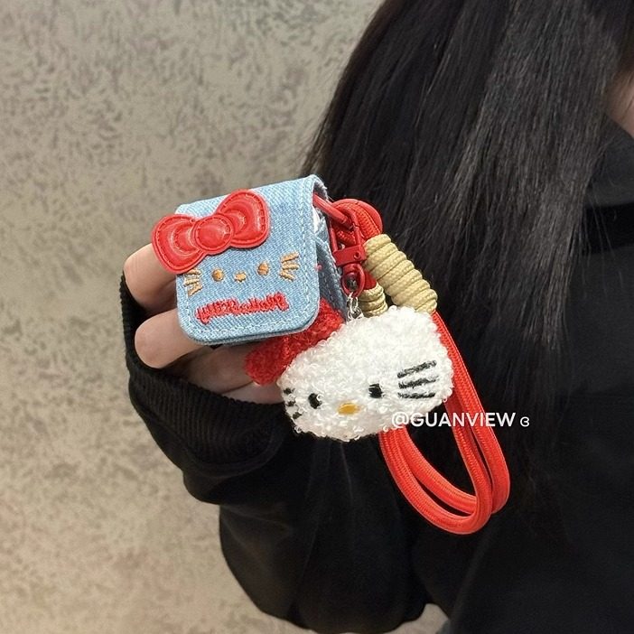 guanview ins可爱牛仔布哈喽kt猫咪毛绒挂绳适用AirPods4代保护套AirPodsPro3苹果耳机套2无线蓝牙3代翻盖软,3C数码配件,手机保护套/壳,淘宝优惠券,粉丝福利购,淘宝优惠卷