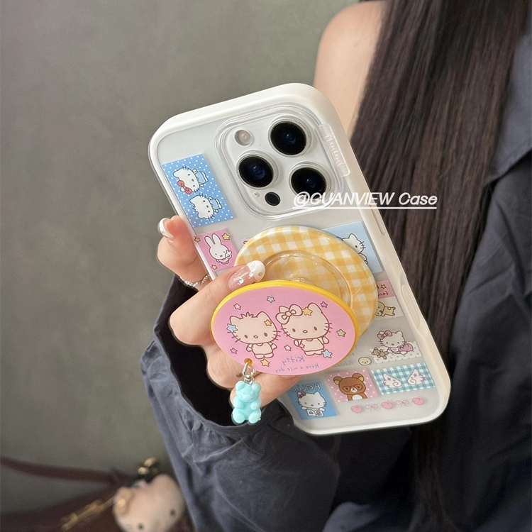 guanview ins甜甜拼贴手帐风kt米菲兔小熊适用iphone17promax苹果16pro磁吸支架手机壳15新款贝贝壳14防摔套