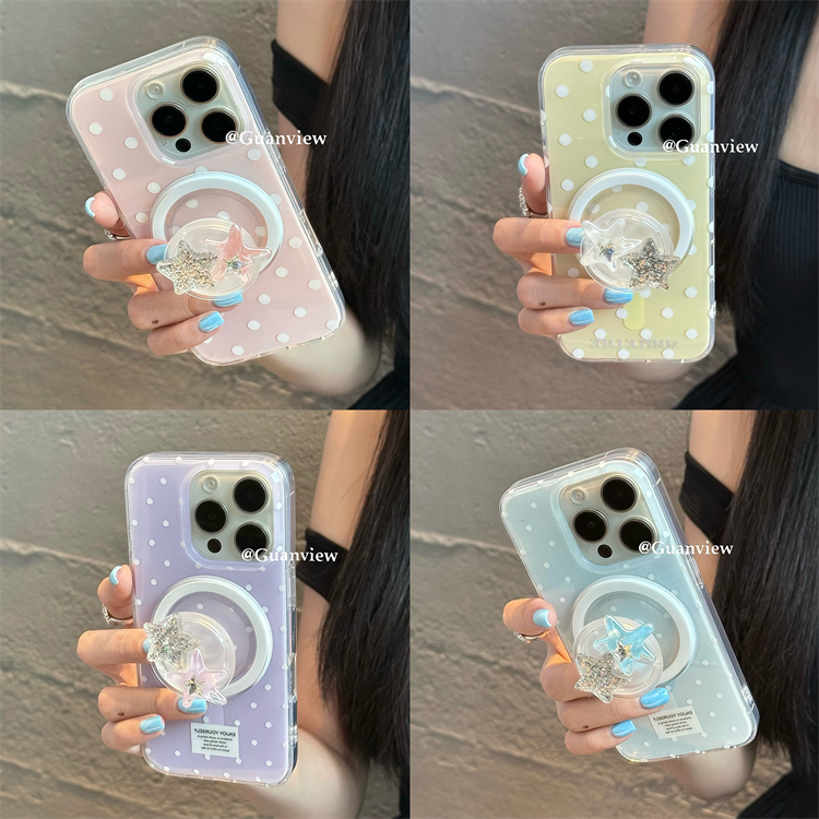 ins简约波点海星磁吸支架手机壳