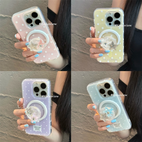 ins简约波点海星磁吸支架手机壳