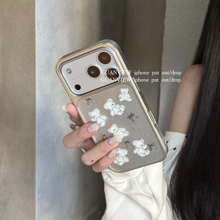 高级感镭射电镀小熊手机壳