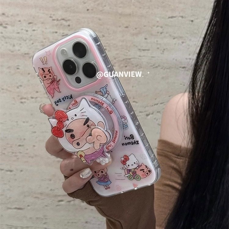 可爱猫咪头套左卫门猪猪磁吸壳图片