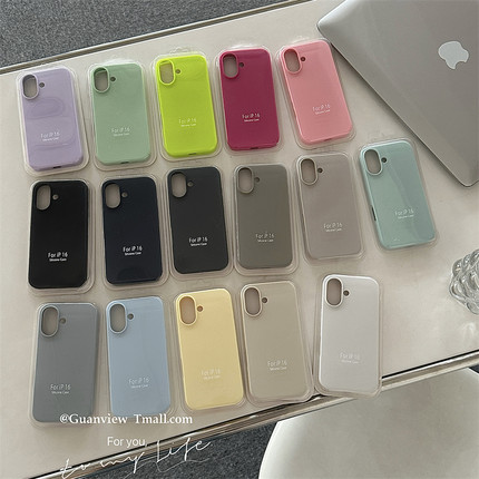 guanview ins韩国糯叽叽纯色液态硅胶苹果16promax手机壳iphone16软糯手感15pro适用14全包13软12情侣11防摔x
