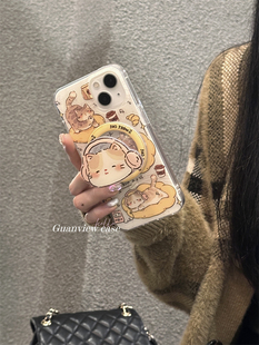 guanview ins韩风慵懒戴耳机猫咪磁吸支架壳15适用iPhone17ProMax苹果16手机壳13趣味12双层硅胶14可爱防摔套