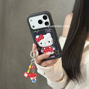 16防摔套 13女14新款 guanview 秋冬ins可爱牛仔蓝刺绣哈喽kt小挂件适用iphone17promax苹果16pro手机壳15经典