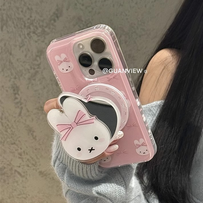 少女蝴蝶结米菲兔磁吸镜子支架