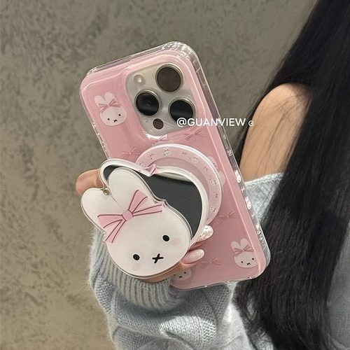 少女蝴蝶结米菲兔磁吸镜子支架