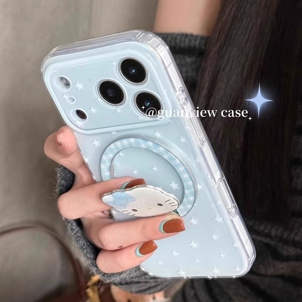 小众淡蓝星星哈喽kt磁吸支架