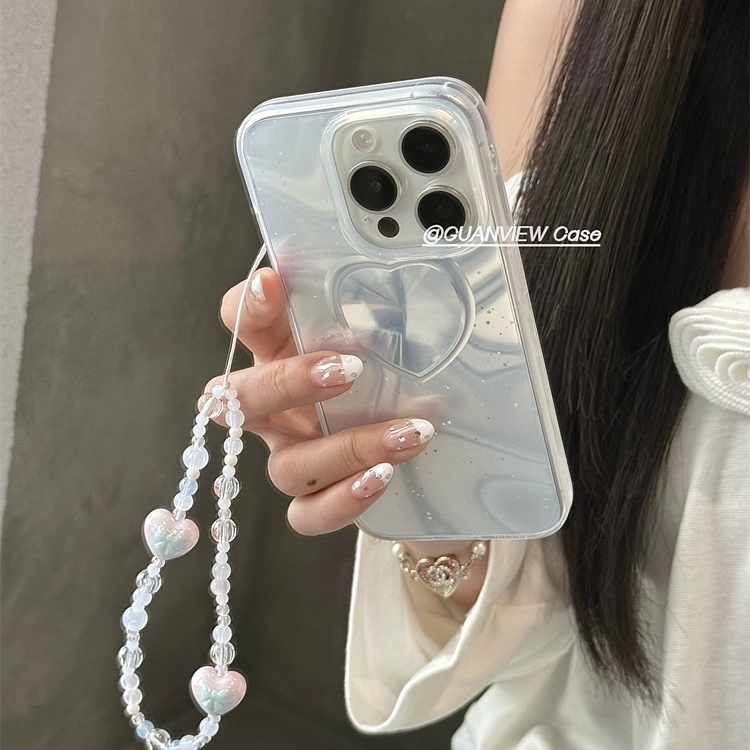 气质高级感闪银波纹爱心手机壳
