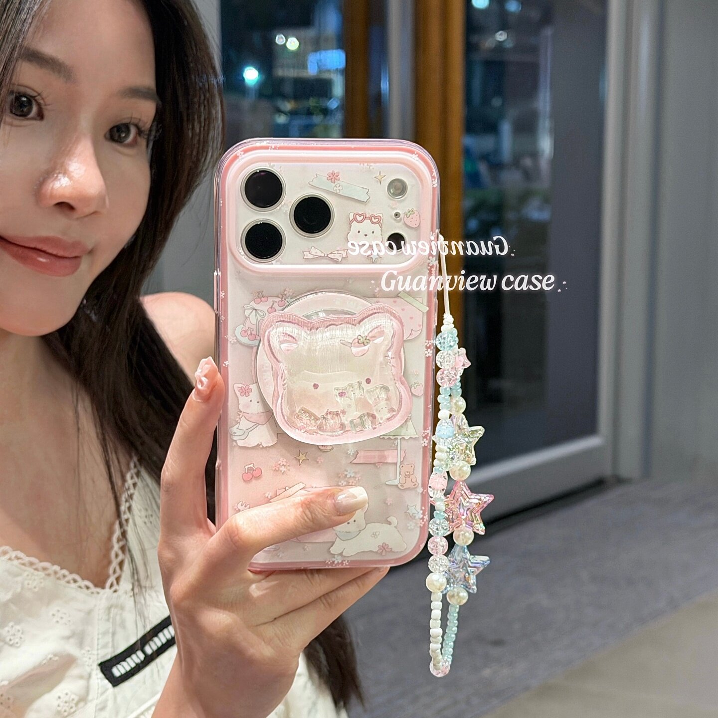 guanview ins风可爱甜品西高地摇摇乐磁吸支架适用iphone18promax苹果17pro手机壳带链条15/16二合一14防摔套