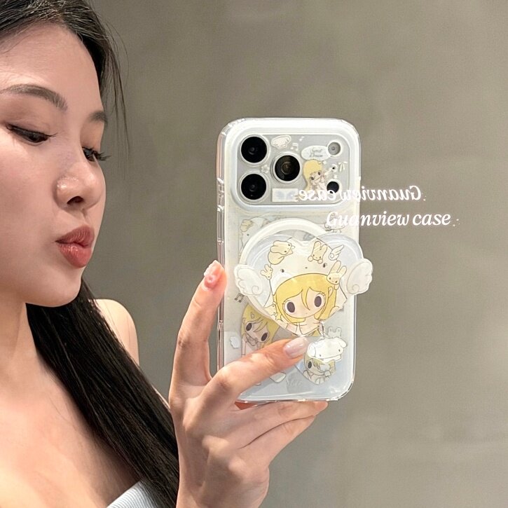 guanview ins治愈系天使翅膀野有上秋吊坠磁吸支架适用iphone17promax苹果17手机壳15pro新款16promax防摔套 - 实物图