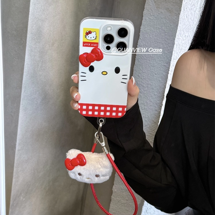 少女可爱蝴蝶结kitty表情手机壳