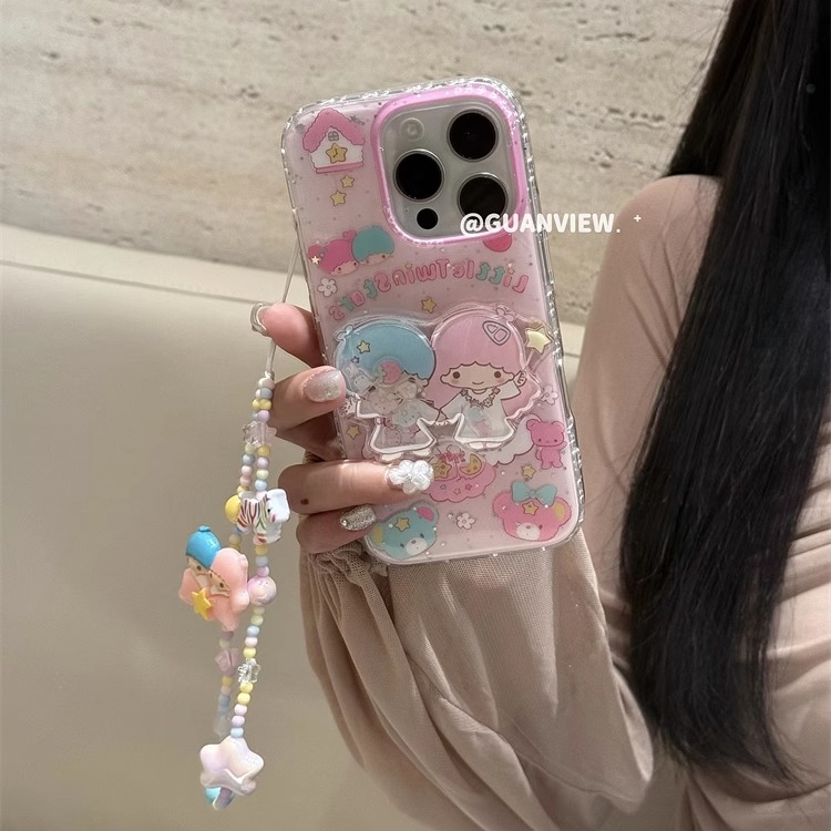 卡通闪闪亮片双子星摇摇乐手机壳