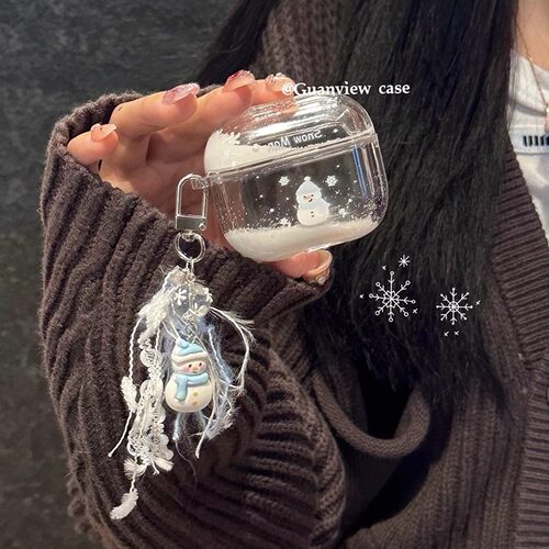 寒冬氛围感流沙雪人耳机壳