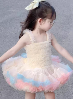 女童夏季蓬蓬tutu裙女宝宝可爱洋气纱裙小女孩生日礼服百搭公主裙