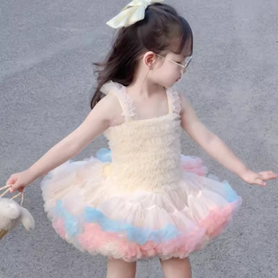 女童夏季蓬蓬tutu裙女宝宝可爱洋气纱裙小女孩生日礼服百搭公主裙