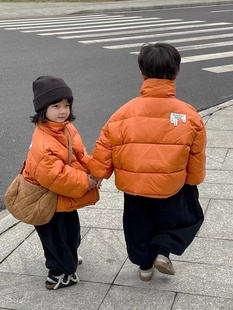 羽绒服男女童白鸭绒纯色潮流外套面包服童装 儿童新款 洋气立领短款