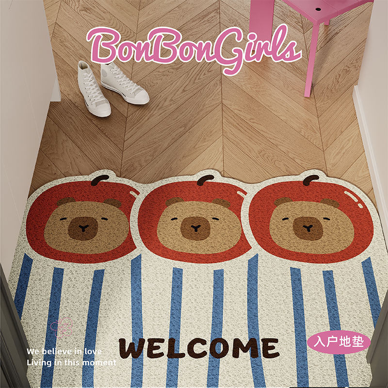 复古卡皮巴拉入户门地垫丝圈免洗