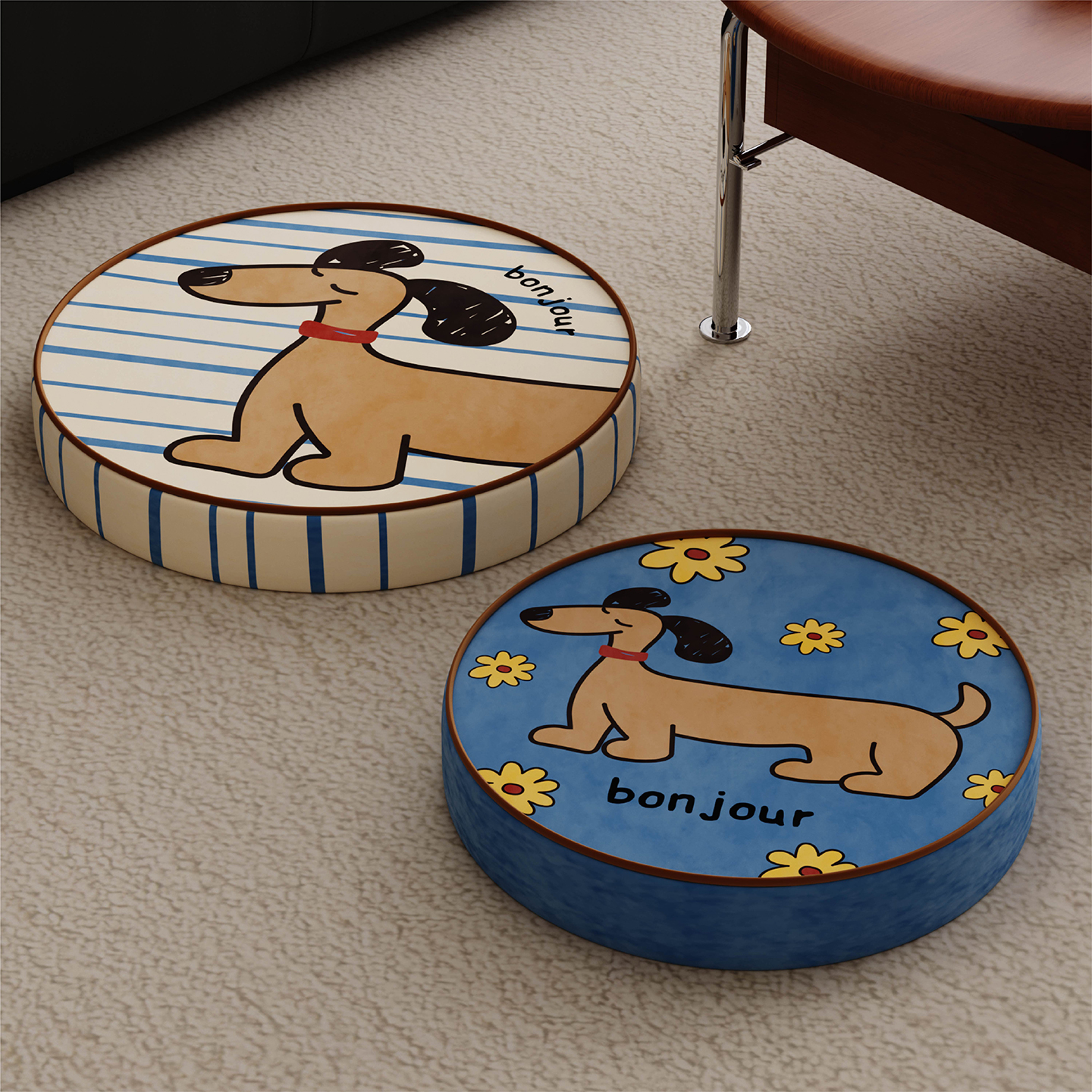 法式复古小狗蒲团榻榻米飘窗坐垫