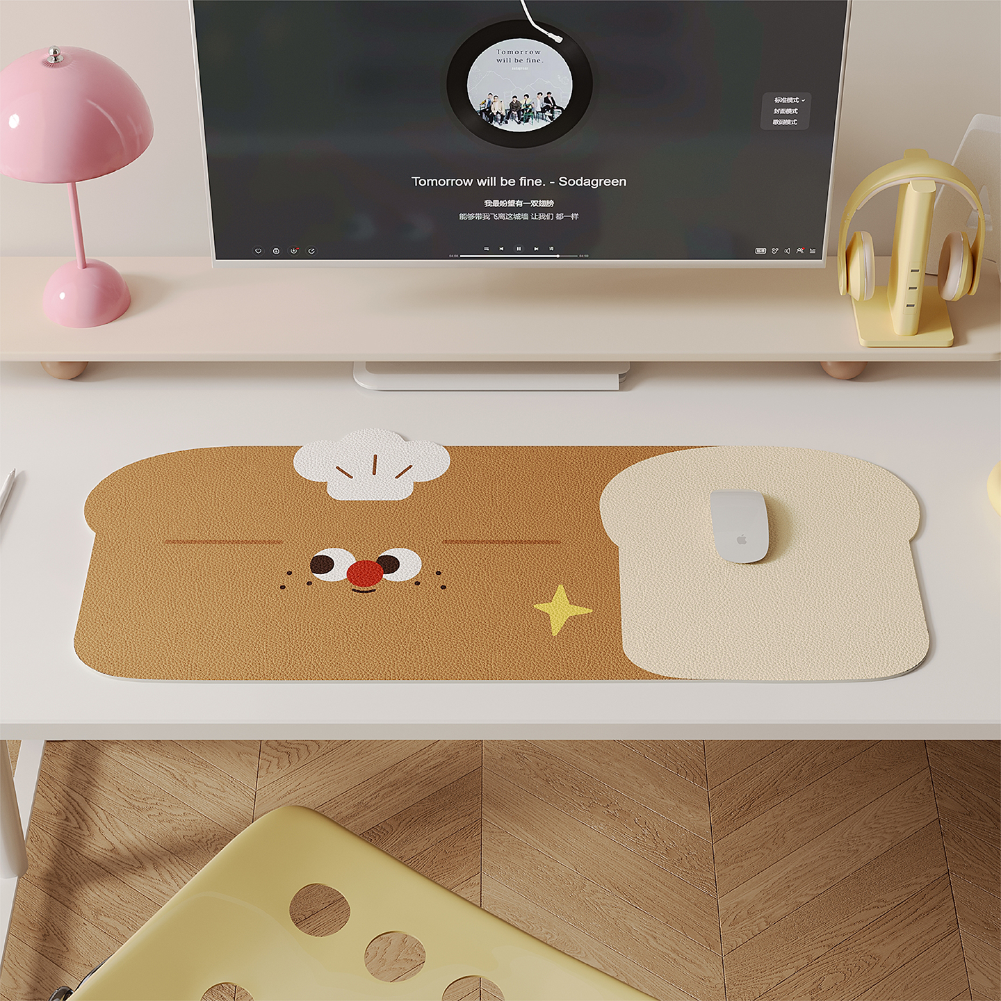 【好物体验专享】可爱卡通小熊书桌垫超大鼠标垫防水防油免洗桌布