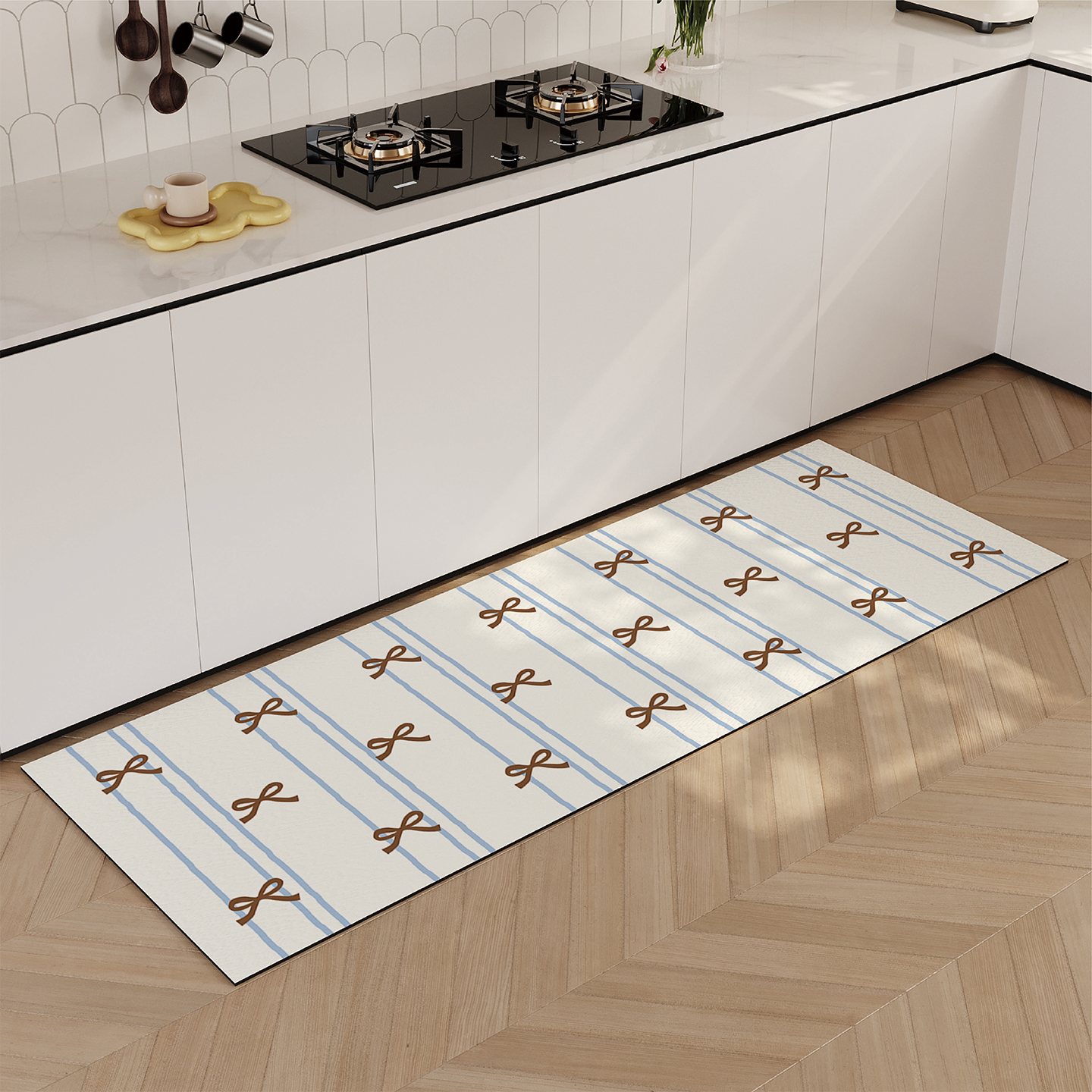 韩系ins蝴蝶结厨房地垫吸水吸油