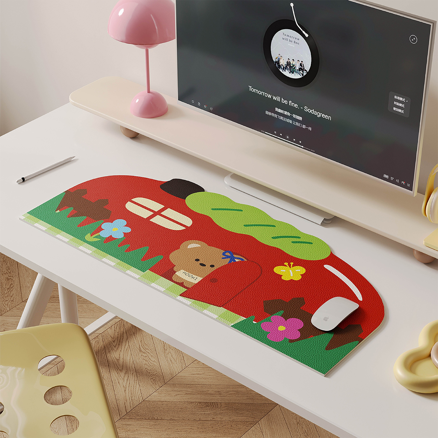 多巴胺小熊书桌垫防水防油鼠标垫