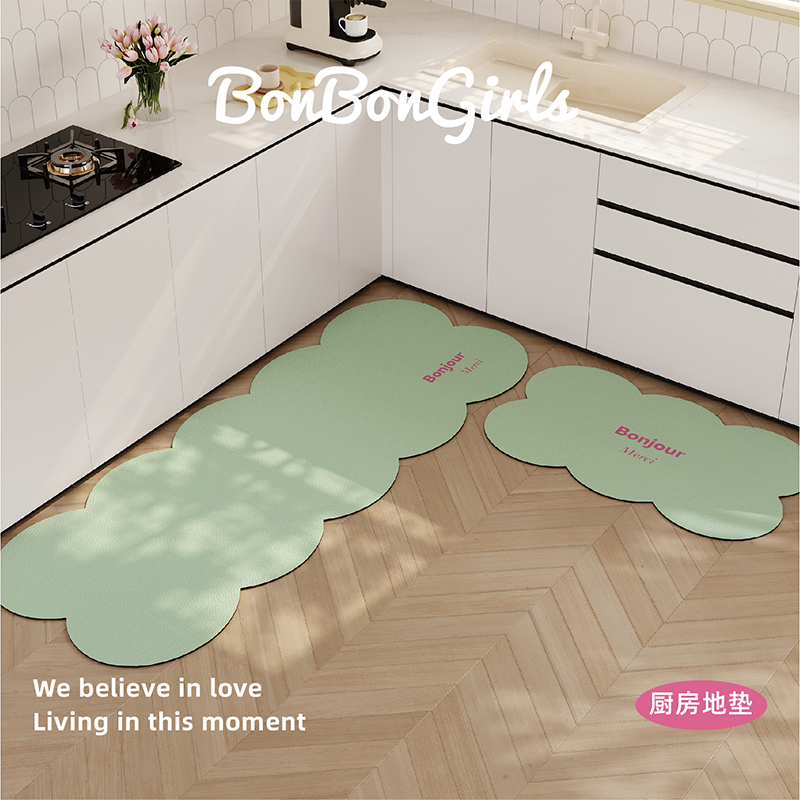 韩式多巴胺厨房地垫长条L型吸油