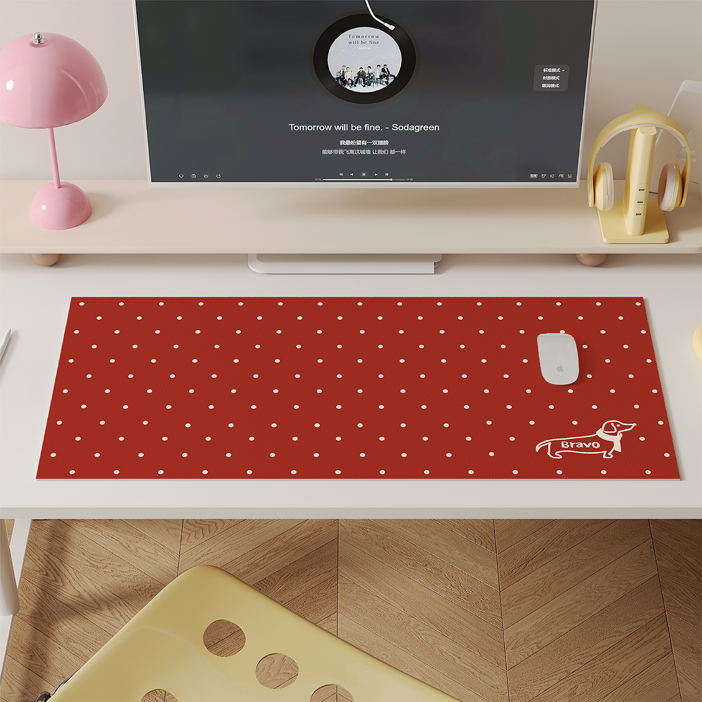 卡通圣诞腊肠犬书桌垫防水鼠标垫