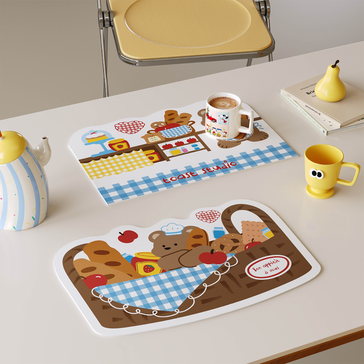 卡通面包小熊西餐垫皮革防水防油