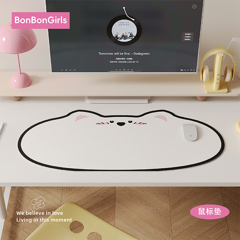 韩式简约猫咪鼠标垫超大桌垫防水