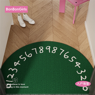 中古风素色入户门地垫半圆形丝圈防滑耐脏大门口门外进门脚垫地毯