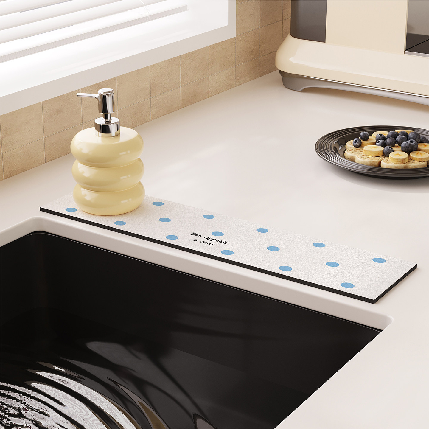 韩系波点ins风水龙头吸水垫厨房卫生间洗手台防溅窄边水槽沥水垫,居家布艺,厨房地垫,淘宝优惠券,粉丝福利购,淘宝优惠卷