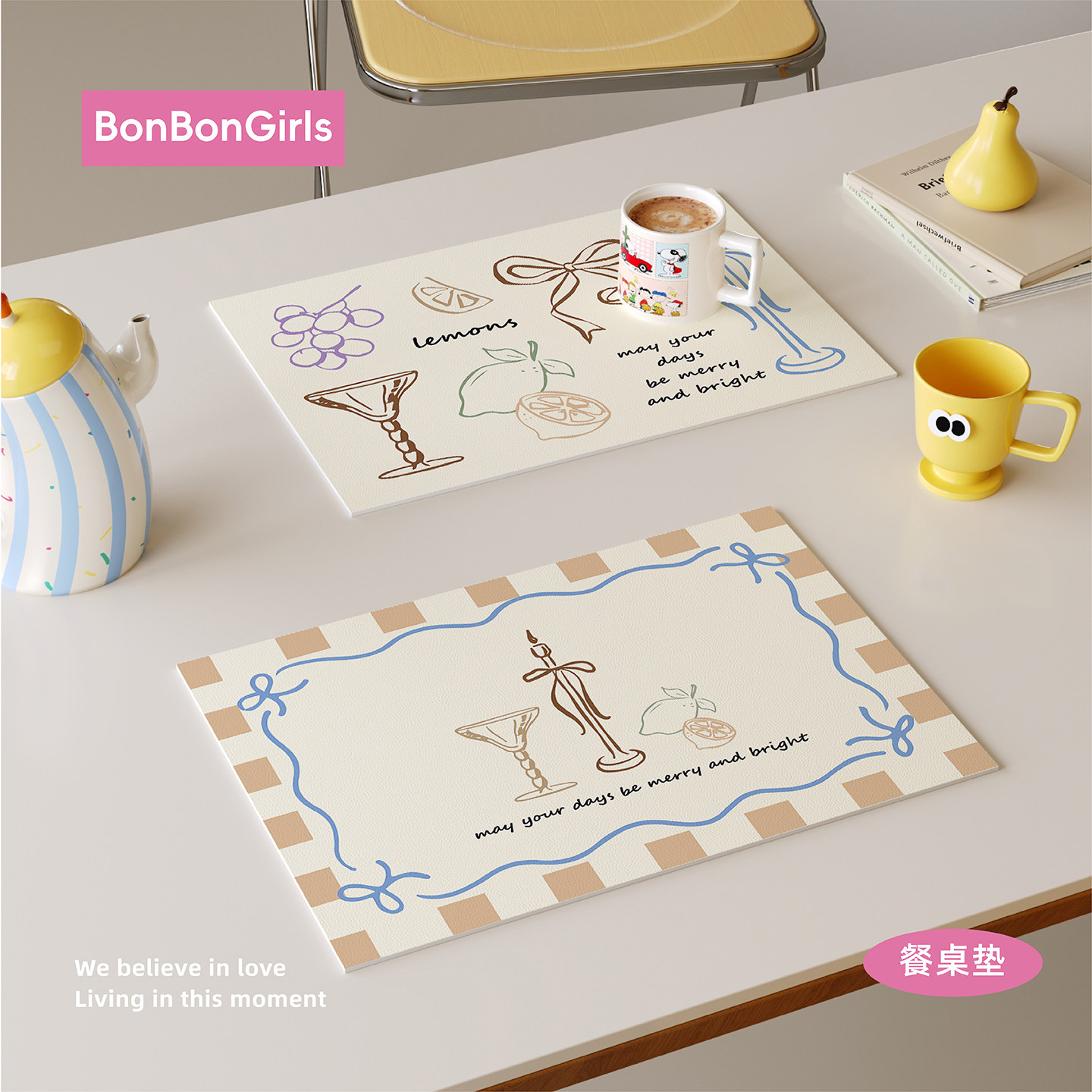 法式手绘插画风西餐垫皮革桌布防水防油防烫免洗桌面保护垫隔热垫,居家布艺,餐垫,淘宝优惠券,粉丝福利购,淘宝优惠卷