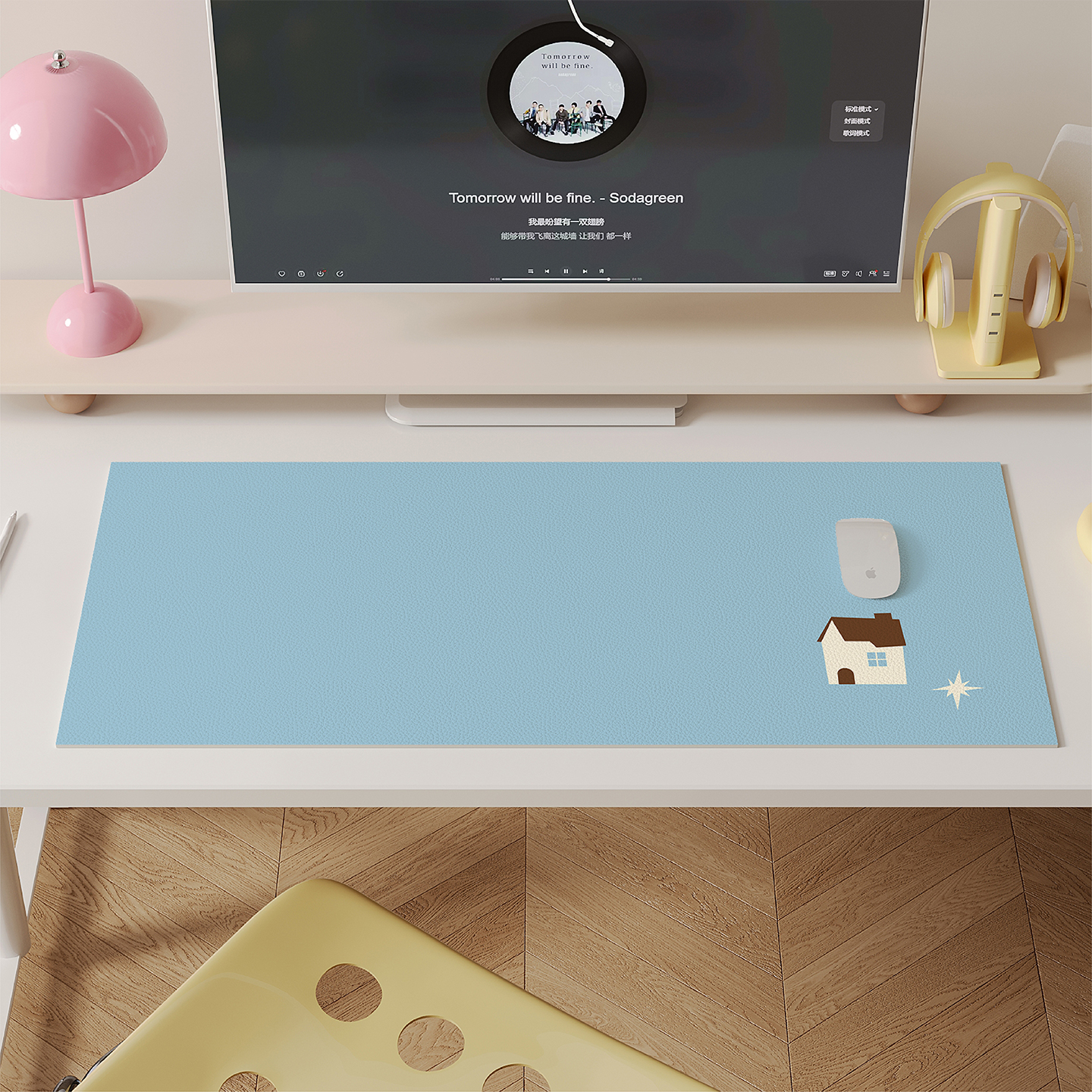 韩式极简超大鼠标垫防水防油桌布
