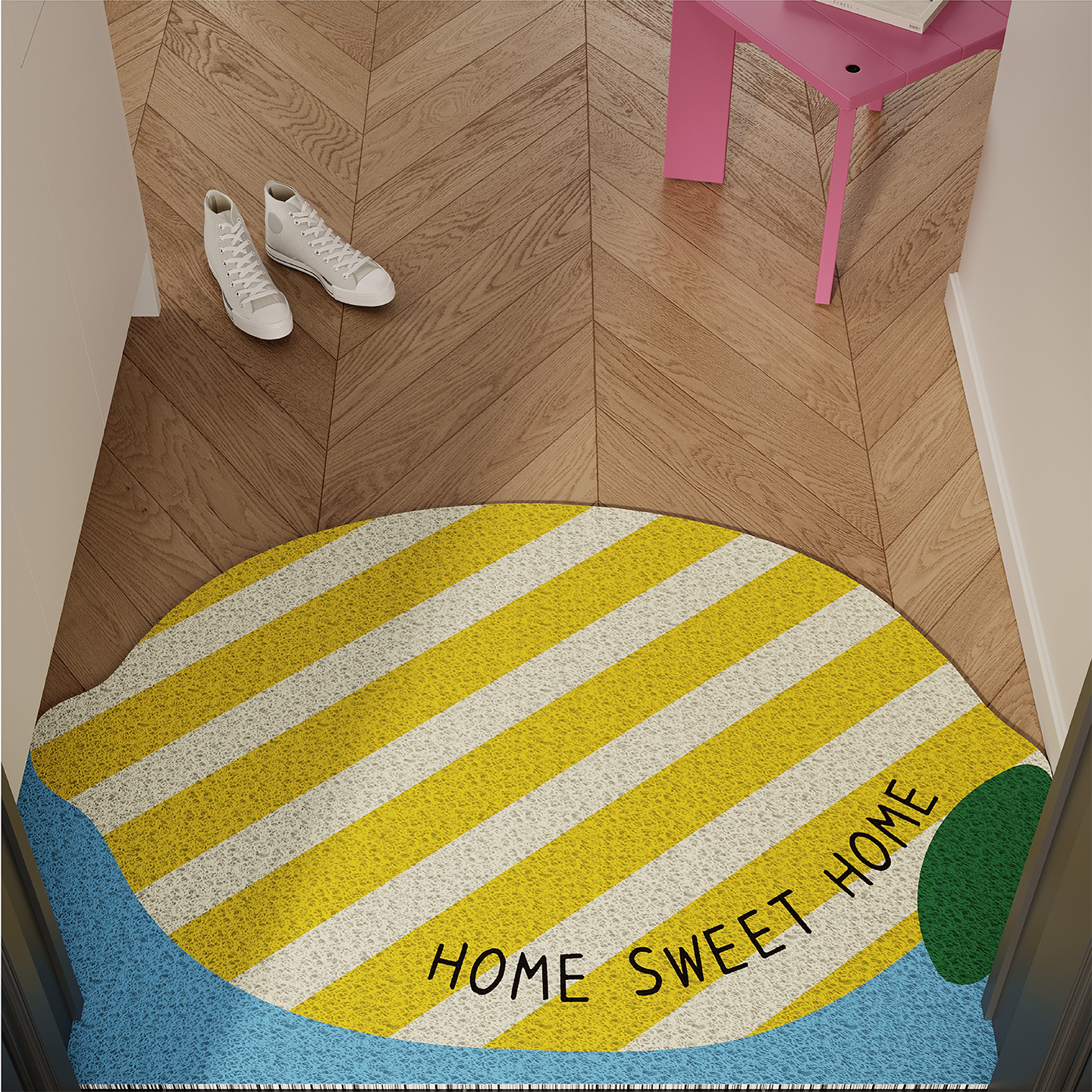 夏日海盐柠檬入户地垫丝圈防滑垫