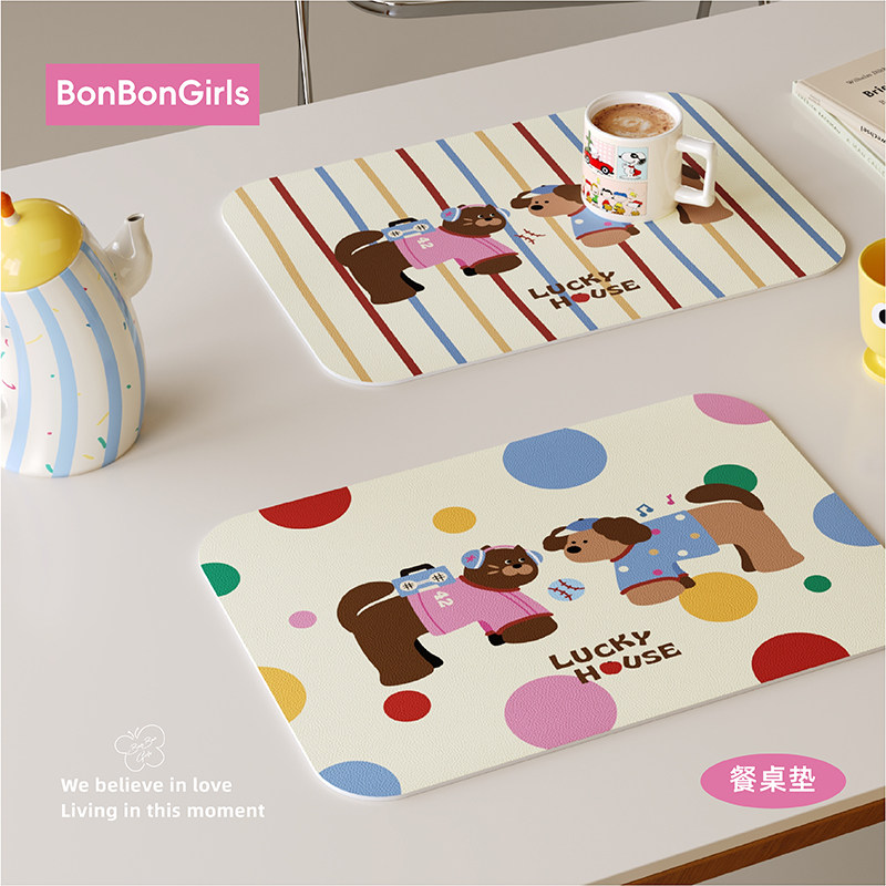 粉蓝多巴胺风餐垫隔热垫PVC皮革防水防油免洗茶几杯垫桌面保护垫,居家布艺,餐垫,淘宝优惠券,粉丝福利购,淘宝优惠卷