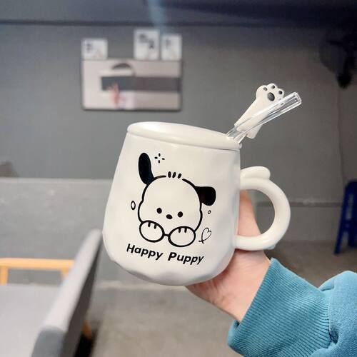 可爱ins卡通高颜值陶瓷马克杯带盖勺少女心小众夏天水杯咖啡杯子