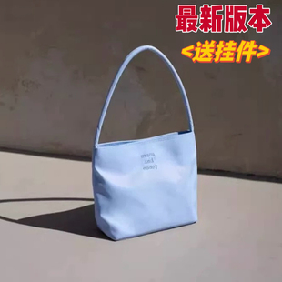 韩国mucu and ebony字母手提腋下包赵露思同款mucu尼龙包托特银色