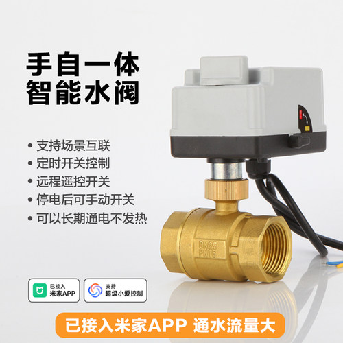 智能水阀电磁水阀定时遥控电动球阀开关自来水总阀已接入米家APP