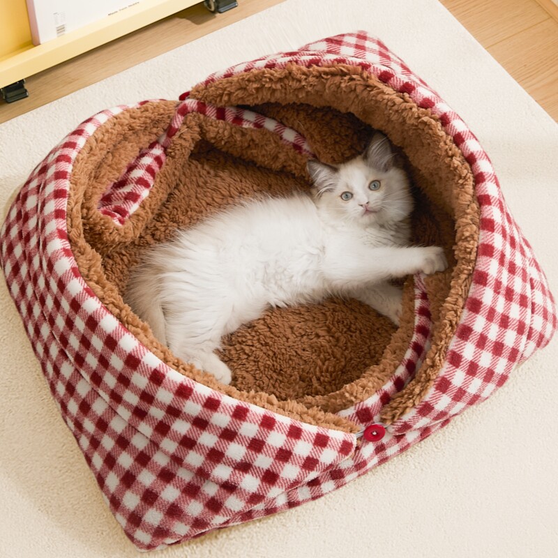 猫窝四季通用加厚半封闭式安全感圆形宠物狗睡觉垫子毛毯冬天保暖