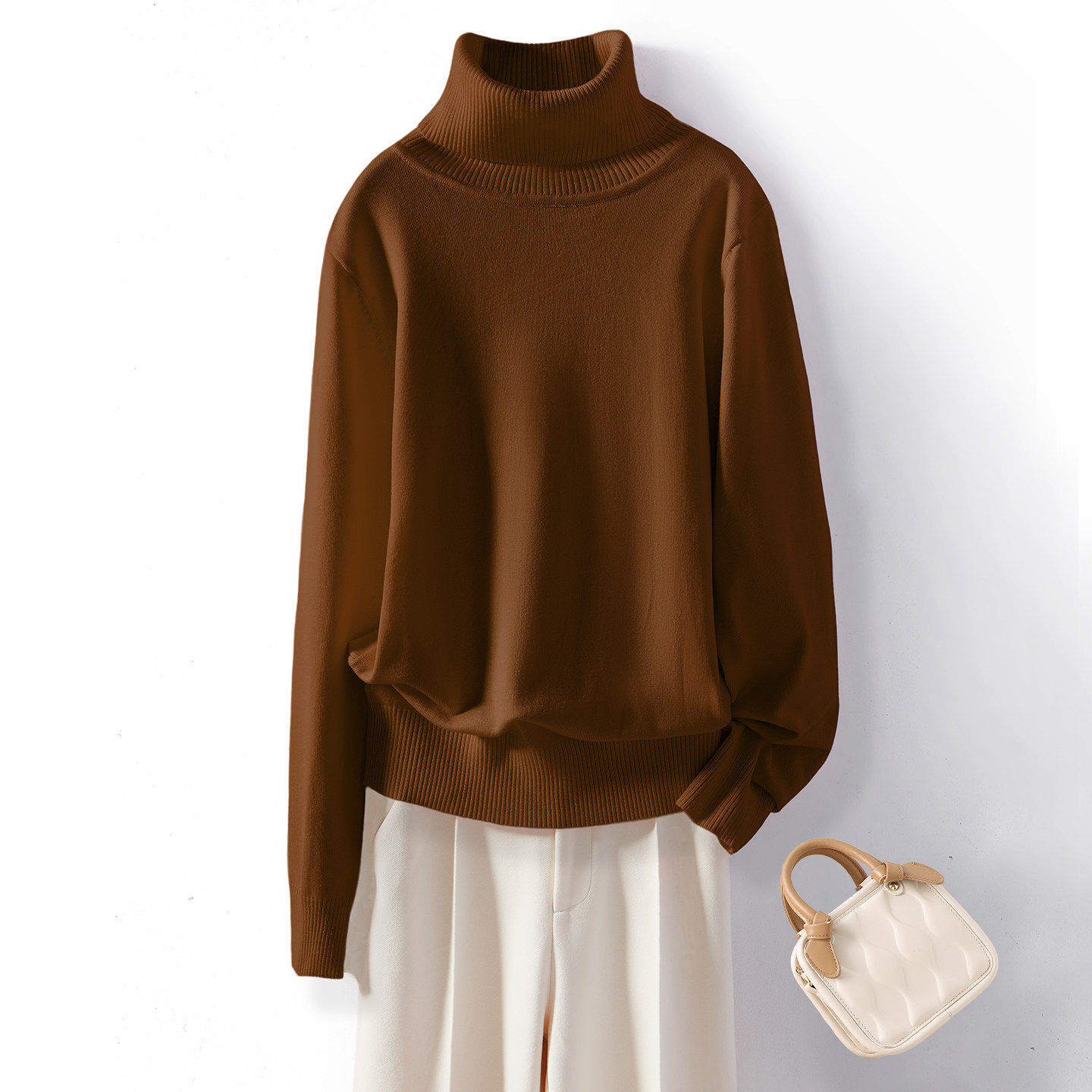 2025咖啡色高领长袖针织衫宽松套头大码毛衣女秋冬软糯内搭打底衫,个性定制/设计服务/DIY,棉服工装,淘宝优惠券,粉丝福利购,淘宝优惠卷