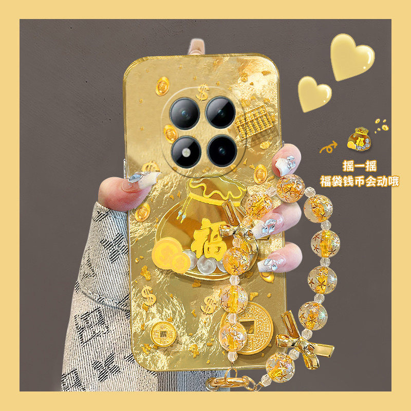 手机壳硅胶冰川纹新年金箔2026立