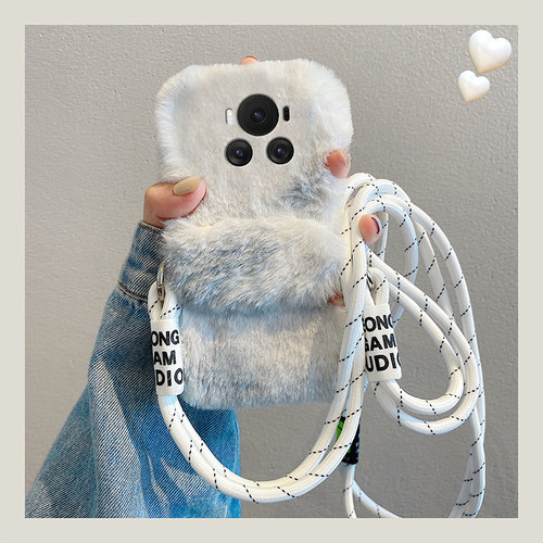 水墨晕染拼色适用华为荣耀magic7手机壳play8tpro立体play7t背夹6t秋冬季5t毛绒mgaic6pro至臻版majic5/honor