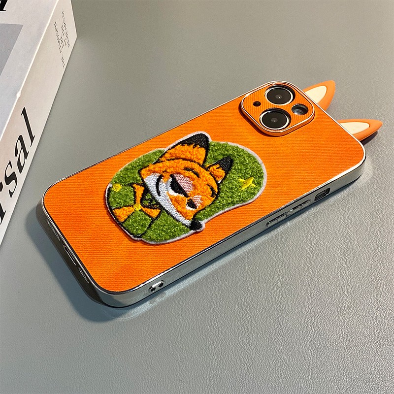 手机壳硅胶橙色牛仔纹疯狂动物城