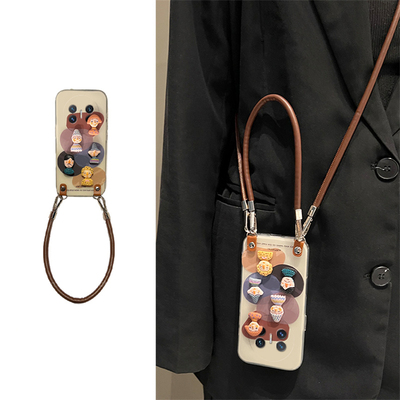 涂鸦拼色人偶适用华为magicv3手机壳magicvs2立体p50斜挎pockets可背带matexs2丑萌x5折叠屏x3挂绳pocket2硬